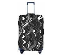DJnni Corgi Floral Flowers Travel Box Protective Cover,Suitcase Cover,Travel Luggage Cover,Suitcase Protector Fits 18-32 In, Black White Snake Skin Pattern, S