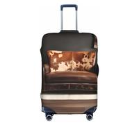DJnni Corgi Floral Flowers Travel Box Protective Cover,Suitcase Cover,Travel Luggage Cover,Suitcase Protector Fits 18-32 In, Brown Cowhides, XL