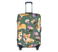 DJnni Corgi Floral Flowers Travel Box Protective Cover,Suitcase Cover,Travel Luggage Cover,Suitcase Protector Fits 18-32 In, Corgi Floral Flowers, M