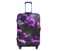 DJnni Corgi Floral Flowers Travel Box Protective Cover,Suitcase Cover,Travel Luggage Cover,Suitcase Protector Fits 18-32 In, Blooming Purple Blossoms, L