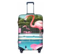 DJnni Flops Slippers Art Sandals Travel Box Protective Cover,Suitcase Cover,Travel Luggage Cover,Suitcase Protector Fits 18-32 In, Flamingo And Swimming Pools, L