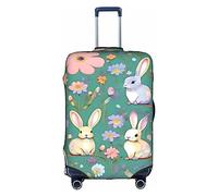 DJnni Gold Black Wallpapers Travel Box Protective Cover,Suitcase Cover,Travel Luggage Cover,Suitcase Protector Fits 18-32 In, Flowers Bunnies Birds, S