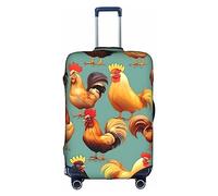 DJnni Gold Black Wallpapers Travel Box Protective Cover,Suitcase Cover,Travel Luggage Cover,Suitcase Protector Fits 18-32 In, Cute Rooster Chickens, XL