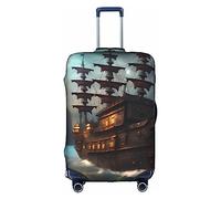 DJnni Gold Black Wallpapers Travel Box Protective Cover,Suitcase Cover,Travel Luggage Cover,Suitcase Protector Fits 18-32 In, Fantasy Pirate Ship, M