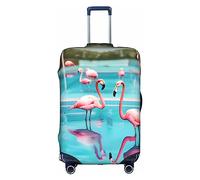 DJnni Gold Black Wallpapers Travel Box Protective Cover,Suitcase Cover,Travel Luggage Cover,Suitcase Protector Fits 18-32 In, Flamingo And Swimming Pool, M