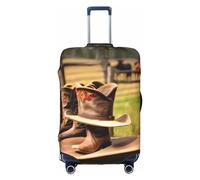 DJnni Gold Black Wallpapers Travel Box Protective Cover,Suitcase Cover,Travel Luggage Cover,Suitcase Protector Fits 18-32 In, Cowgirl Boots Hat In Farms, XL