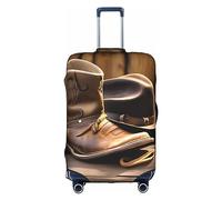 DJnni Golden Retrievers Travel Box Protective Cover,Suitcase Cover,Travel Luggage Cover,Suitcase Protector Fits 18-32 In, Cowboy Hat And Boots, M
