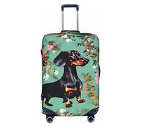 DJnni Greece Map Travel Box Protective Cover,Suitcase Cover,Travel Luggage Cover,Suitcase Protector Fits 18-32 In, Dachshund Florals, XL