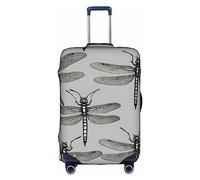 DJnni Greece Map Travel Box Protective Cover,Suitcase Cover,Travel Luggage Cover,Suitcase Protector Fits 18-32 In, Dragonflies Grey, L