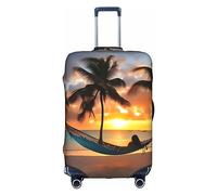 DJnni Greece Map Travel Box Protective Cover,Suitcase Cover,Travel Luggage Cover,Suitcase Protector Fits 18-32 In, Coconut Beach Sunset Hammock, M
