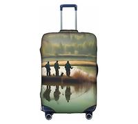 DJnni Greece Map Travel Box Protective Cover,Suitcase Cover,Travel Luggage Cover,Suitcase Protector Fits 18-32 In, Fishing Lake Fishermen, L