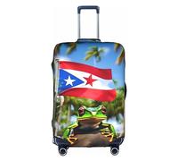 DJnni Happy Valentine'S Day Travel Box Protective Cover,Suitcase Cover,Travel Luggage Cover,Suitcase Protector Fits 18-32 In, Puerto Rico Flags Frog Palm Trees, M