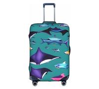 DJnni Monarch Butterflies Travel Box Protective Cover,Suitcase Cover,Travel Luggage Cover,Suitcase Protector Fits 18-32 In, Manta Ray And Fishes, S