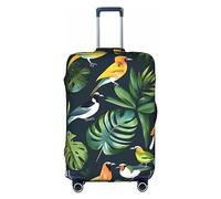 DJnni Monarch Butterflies Travel Box Protective Cover,Suitcase Cover,Travel Luggage Cover,Suitcase Protector Fits 18-32 In, Tropical Birds Plant Leaf, S