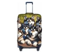 DJnni Monarch Butterflies Travel Box Protective Cover,Suitcase Cover,Travel Luggage Cover,Suitcase Protector Fits 18-32 In, Lovely Huskys, S