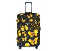 DJnni Native American Pattern Travel Box Protective Cover,Suitcase Cover,Travel Luggage Cover,Suitcase Protector Fits 18-32 In, Yellow Flowers Butterflies, L
