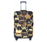 DJnni Native American Pattern Travel Box Protective Cover,Suitcase Cover,Travel Luggage Cover,Suitcase Protector Fits 18-32 In, Many Pug Dog, M