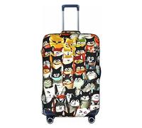 DJnni Native American Pattern Travel Box Protective Cover,Suitcase Cover,Travel Luggage Cover,Suitcase Protector Fits 18-32 In, Many Cartoon Cat, L
