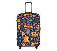 DJnni Owl Rabbit Birds Fox Travel Box Protective Cover,Suitcase Cover,Travel Luggage Cover,Suitcase Protector Fits 18-32 In, Owl Rabbit Birds Fox, XL