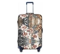 DJnni Pomeranians Cartoon Flowers Travel Box Protective Cover,Suitcase Cover,Travel Luggage Cover,Suitcase Protector Fits 18-32 In, Pink Flower Leopard, XL