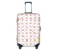 DJnni Pomeranians Cartoon Flowers Travel Box Protective Cover,Suitcase Cover,Travel Luggage Cover,Suitcase Protector Fits 18-32 In, Pomeranians Cartoon Flowers, L