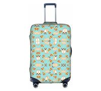 DJnni Pomeranians Cartoon Flowers Travel Box Protective Cover,Suitcase Cover,Travel Luggage Cover,Suitcase Protector Fits 18-32 In, Pizza Party., M