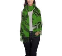 DJnni Psych Pineapple Quote Cashmere Tassel Scarf,Women Lightweight Floral Printed Scarf Fashion Fringed Scarves Wraps Shawl, Natural Plant Silhouette Fern Leaves, One Size