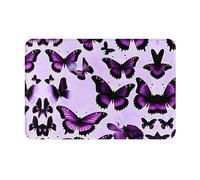DJnni Purple Butterflies Door Mat Welcome, Outside Door Mats for Home Entry Floor, Easy to Clean, Patio Doormats, 16x24 Inch