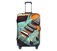 DJnni Purple Flowers Travel Box Protective Cover,Suitcase Cover,Travel Luggage Cover,Suitcase Protector Fits 18-32 In, Musical Guitar Patterns, S