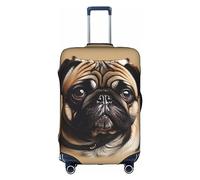 DJnni Purple Flowers Travel Box Protective Cover,Suitcase Cover,Travel Luggage Cover,Suitcase Protector Fits 18-32 In, Pug Dogs, S