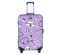 DJnni Purple Flowers Travel Box Protective Cover,Suitcase Cover,Travel Luggage Cover,Suitcase Protector Fits 18-32 In, Nurse Pattern Purple, M