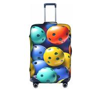 DJnni Purple Flowers Travel Box Protective Cover,Suitcase Cover,Travel Luggage Cover,Suitcase Protector Fits 18-32 In, Pickleball Balls Colors Pattern, XL