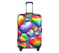 DJnni Rainbow Hearts Travel Box Protective Cover,Suitcase Cover,Travel Luggage Cover,Suitcase Protector Fits 18-32 In, Rainbow-colored Love Hearts, S