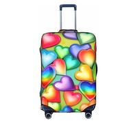 DJnni Rainbow Hearts Travel Box Protective Cover,Suitcase Cover,Travel Luggage Cover,Suitcase Protector Fits 18-32 In, Rainbow Hearts, S