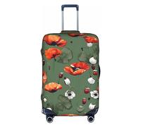 DJnni Red Wine Travel Box Protective Cover,Suitcase Cover,Travel Luggage Cover,Suitcase Protector Fits 18-32 In, Poppy Flower Pattern, S