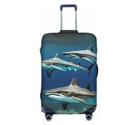 DJnni Retro Baseball Brown Travel Box Protective Cover,Suitcase Cover,Travel Luggage Cover,Suitcase Protector Fits 18-32 In, Hammerhead Sharks, L