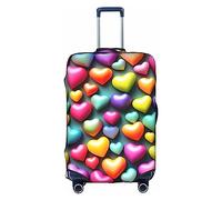 DJnni Retro Baseball Brown Travel Box Protective Cover,Suitcase Cover,Travel Luggage Cover,Suitcase Protector Fits 18-32 In, Colorful Rainbow Hearts, M
