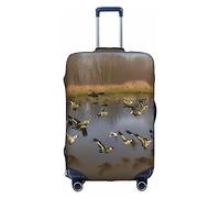 DJnni Retro Baseball Brown Travel Box Protective Cover,Suitcase Cover,Travel Luggage Cover,Suitcase Protector Fits 18-32 In, Hunting Flying Wild Ducks, M