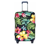 DJnni Retro Baseball Brown Travel Box Protective Cover,Suitcase Cover,Travel Luggage Cover,Suitcase Protector Fits 18-32 In, Hawaiian Flower Print, M