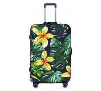 DJnni Retro Baseball Brown Travel Box Protective Cover,Suitcase Cover,Travel Luggage Cover,Suitcase Protector Fits 18-32 In, Hawaiian Tropical Leaves Flowers, L