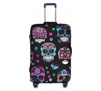 DJnni Retro Cool Camera Collection Travel Box Protective Cover,Suitcase Cover,Travel Luggage Cover,Suitcase Protector Fits 18-32 In, Colorful Skulls Print, XL