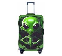 DJnni Retro Cool Camera Collection Travel Box Protective Cover,Suitcase Cover,Travel Luggage Cover,Suitcase Protector Fits 18-32 In, Green Alien, L