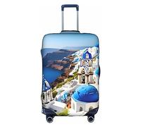 DJnni Retro Cool Camera Collection Travel Box Protective Cover,Suitcase Cover,Travel Luggage Cover,Suitcase Protector Fits 18-32 In, Greek Island Sea View, L