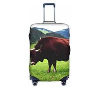 DJnni Retro Cool Camera Collection Travel Box Protective Cover,Suitcase Cover,Travel Luggage Cover,Suitcase Protector Fits 18-32 In, Real Swiss Cow Brown, S