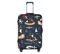 DJnni Retro Mermaid Travel Box Protective Cover,Suitcase Cover,Travel Luggage Cover,Suitcase Protector Fits 18-32 In, Nautical Sailing Pirate, XL