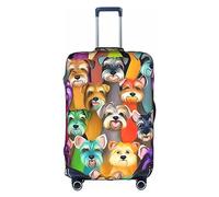 DJnni Retro Mermaid Travel Box Protective Cover,Suitcase Cover,Travel Luggage Cover,Suitcase Protector Fits 18-32 In, Oil Cute Schnauzer Dogs, S