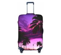DJnni Retro Mermaid Travel Box Protective Cover,Suitcase Cover,Travel Luggage Cover,Suitcase Protector Fits 18-32 In, Palm Tree Purple Sunset, S