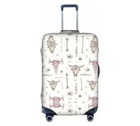 DJnni Santa Claus Christmas Travel Box Protective Cover,Suitcase Cover,Travel Luggage Cover,Suitcase Protector Fits 18-32 In, Ribal Bull Skull On White, M