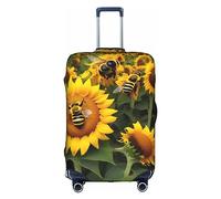 DJnni Santa Claus Christmas Travel Box Protective Cover,Suitcase Cover,Travel Luggage Cover,Suitcase Protector Fits 18-32 In, Sunflower Bees, L