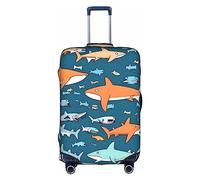 DJnni Sharks Nautical Travel Box Protective Cover,Suitcase Cover,Travel Luggage Cover,Suitcase Protector Fits 18-32 In, Selachimorph, S
